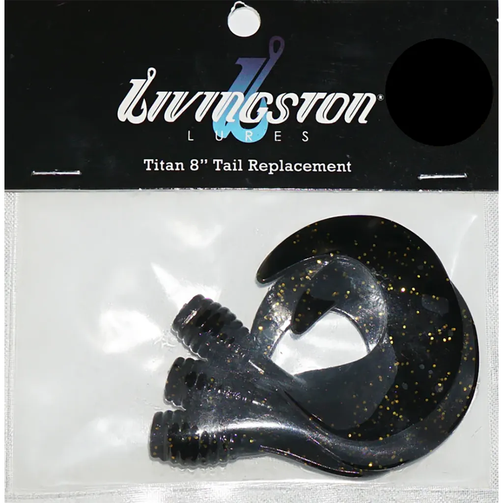 Livingston Lures Titan Tail Kit: Black Tail/Gold Glitter