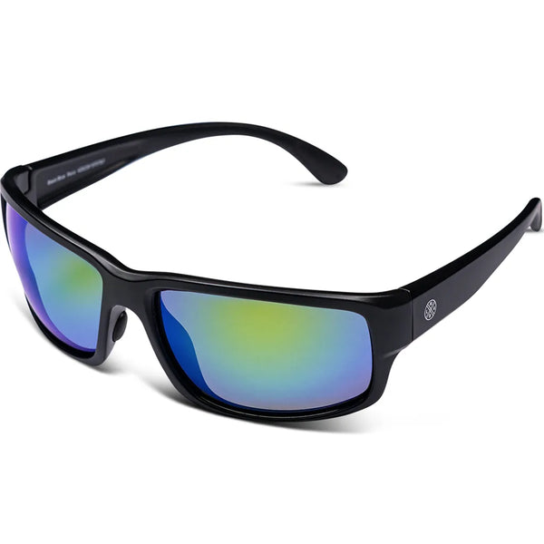 LMAB Iris Polarised Sunglasses: Matt Black/Green Revo
