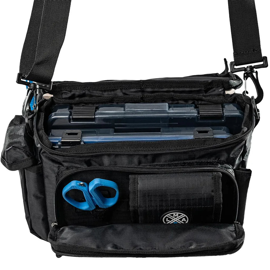 LMAB MOVE Hip Shoulder Bag: Open and Loaded with Tackle Boxes and Tools