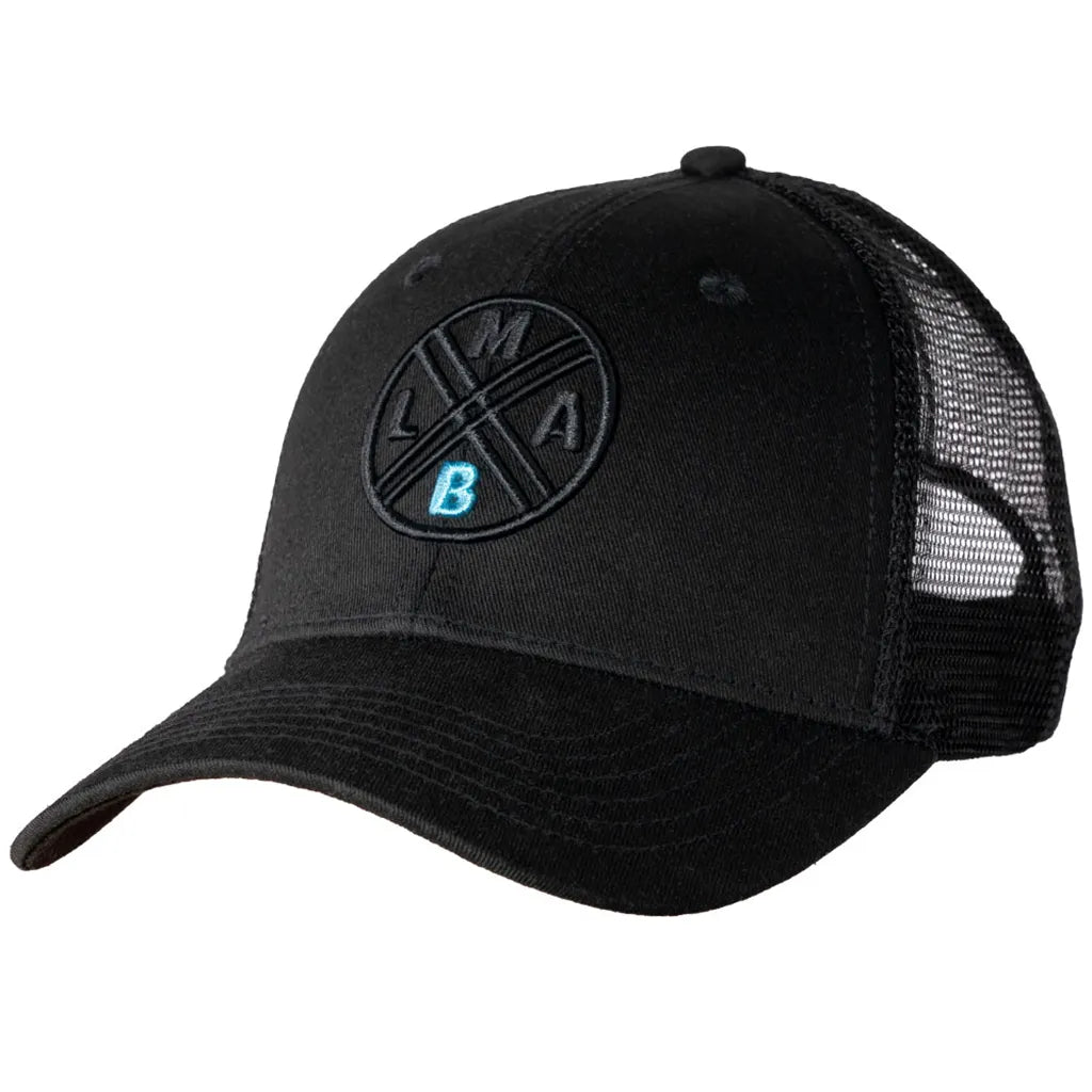 LMAB Trucker Cap with Logo: Black/Black