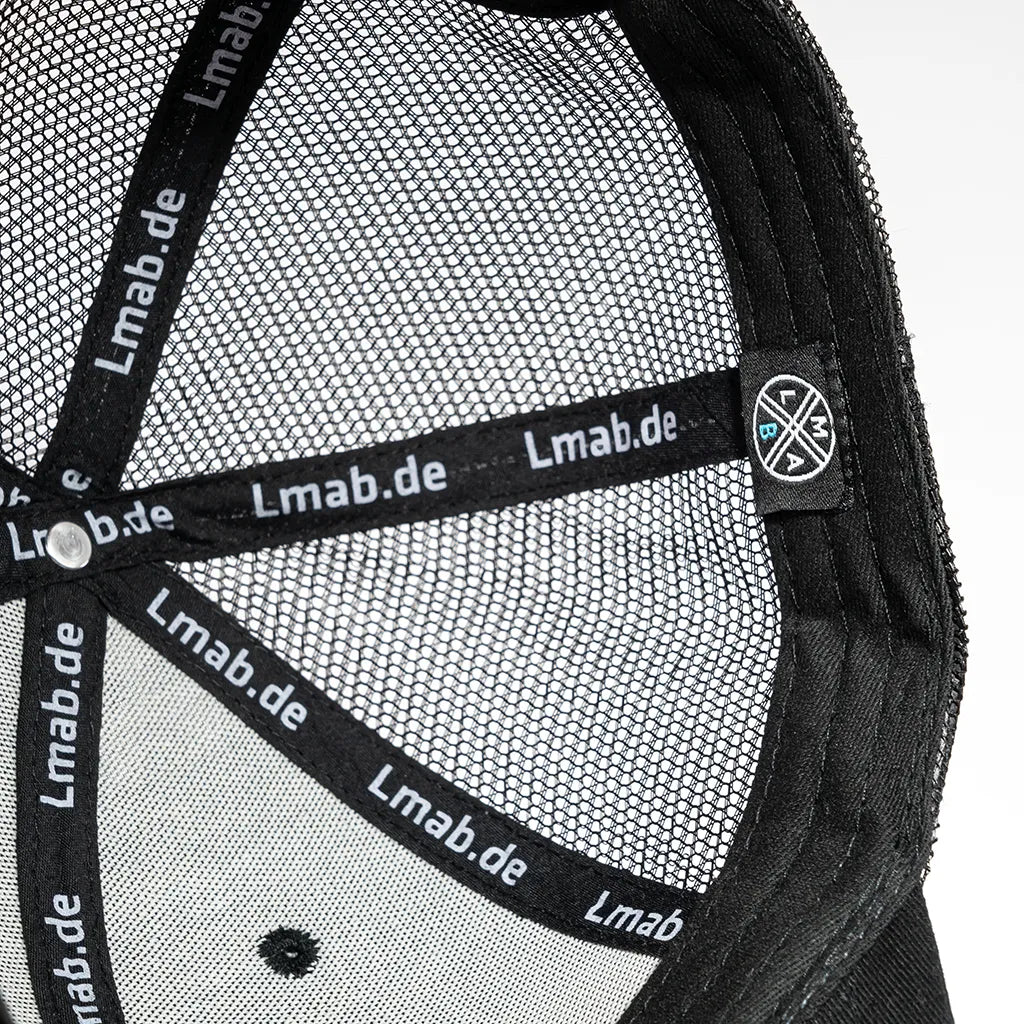 LMAB Trucker Cap with Logo: Black/White, Inside